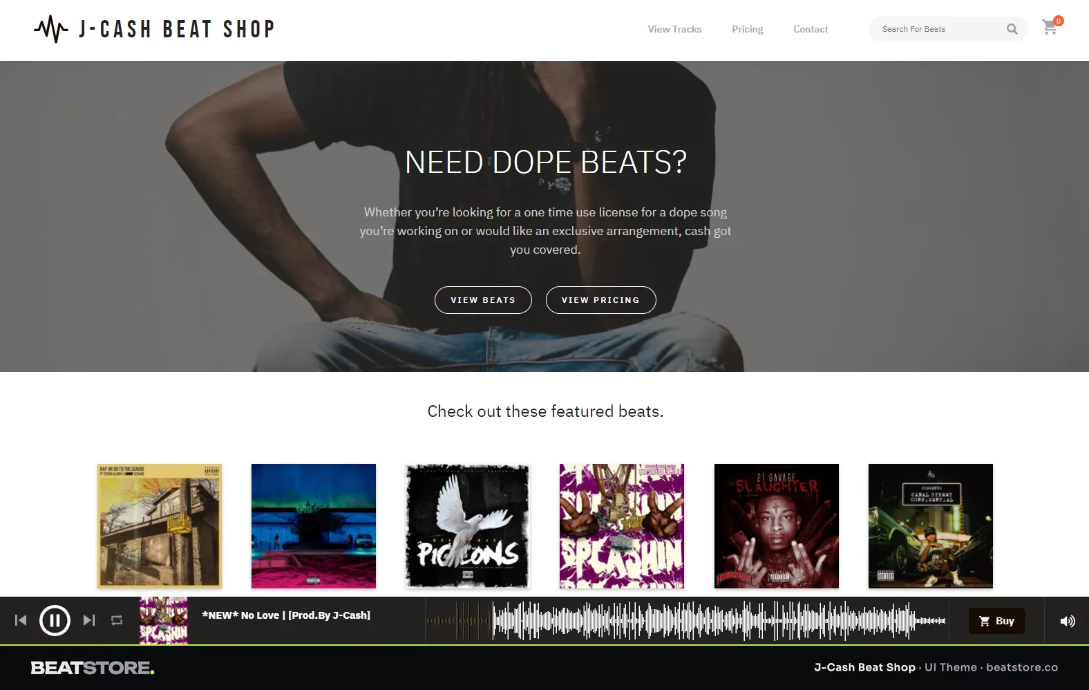 Producer beat store built with the BeatStore UI Theme