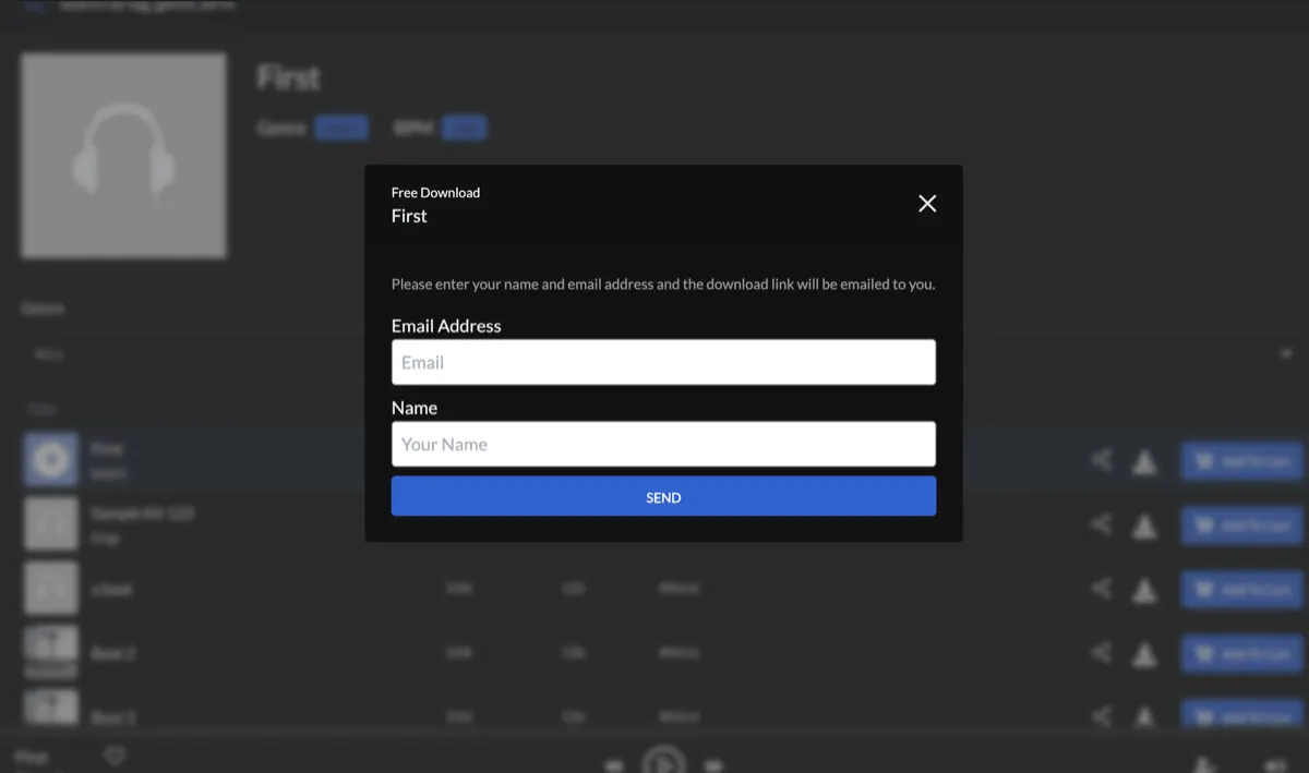 Free download modal